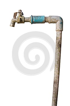 Unused very old faucet isolated