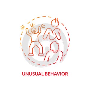 Unusual, abnormal behaviour red gradient concept icon