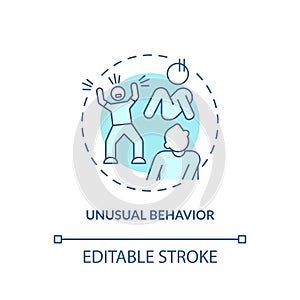 Unusual, abnormal behaviour soft blue concept icon