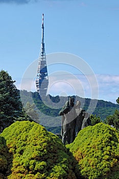 Kamzik TV transmission tower viewed from Slavin in Bratislava - Slovakia