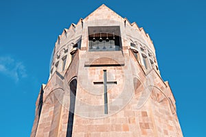 Unusual architecture of the Church of Holy Archangels located in the Catholic Christian