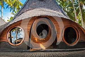 Unusual Bamboo House from natural bamboo tree on the tropical island Bali photo