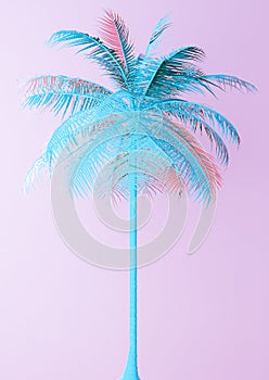 Unusual Blue Palm On Pink Background photo