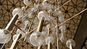 Unusual chandelier design inside of National Palace of Culture in Sofia Bulgaria