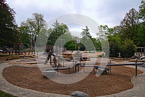 An unusual children`s playground, which develops intelligence in children. Luxembourg, Grand Duchy of Luxembourg