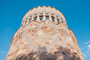 Unusual Church of the Holy Archangels in the shape of a cylinder is located in the Catholic Christian complex of Etchmiadzin