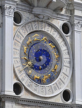 An unusual clock found in Saint Marks Square Venice of northern Italy