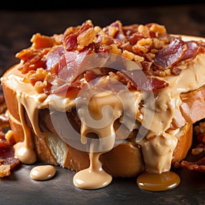 Unusual Cropping: Bacon Bacon Sandwich With Caramel Sauce photo