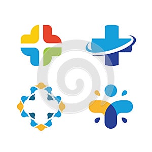 Unusual cross vector logo set. Healthcare symbol. Colorful cross logos collection.