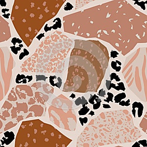 Unusual cut outs with animal skin seamless pattern