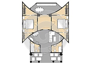 Unusual floorplan. Wonderful floorplans. Unique house plans. Unusual shape apartment floor plan. photo