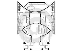 Unusual floorplan. Wonderful floorplans. Unique house plans. Unusual shape apartment floor plan. photo