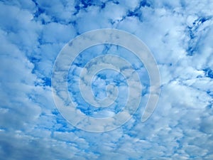Unusual frequent clouds, light blue tone background