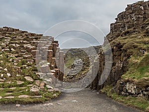 Unusual geology at Giants Causeway Ireland