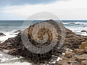 Unusual geology at Giants Causeway Ireland