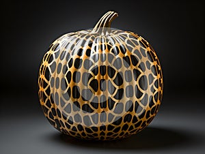 Unusual giraffe pattern on Halloween pumpkin, AI generated illustration