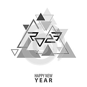 2023. Unusual `Happy New Year` card with gray triangles photo