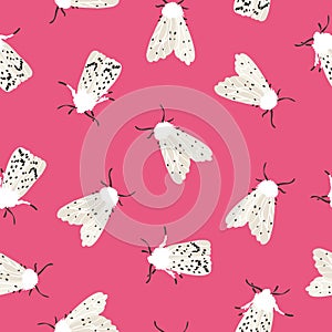 Unusual hipster seamless pattern with clothes moth.