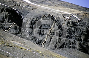 an unusual and interesting landscape with faults in Patagonia photo