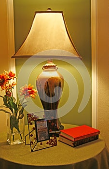 Unusual lamp on night stand