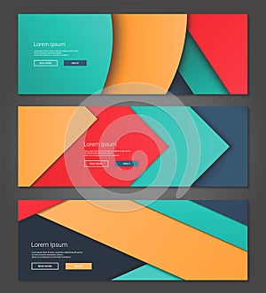 Unusual modern material design backgrounds banners set