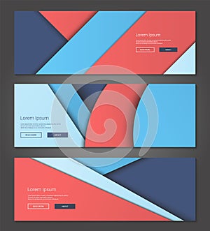 Unusual modern material design backgrounds banners set