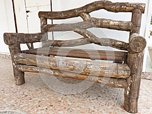 Unusual, old, wooden bench