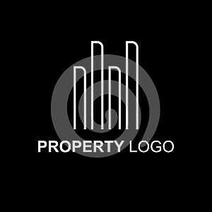 Unusual property logo template with abstract geometric gold icon logogram concept.