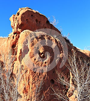 An unusual rock formation at Red Rock Canyon Open Space, Colorado