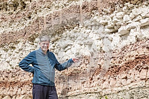 Unusual rock formations in the form of multi-colored layers of rocks