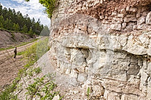 Unusual rock formations in the form of multi-colored layers of rocks