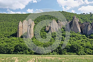 Unusual Rock Formations known as Penitents, Les Mees, France photo