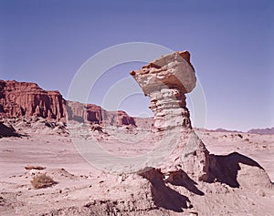 Unusual rock formations, Moon Valley (Valle de la Luna), national park Ischigualasto, San Juan, Argentina