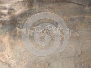 THE UNUSUAL ROCK PAINTINGS IN BHIMBETKA,NEAR BHOPAL, INDIA.