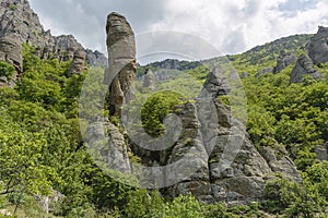 Unusual rocks in the Valley of Ghosts, Demerdzhi mountain, Crimea photo