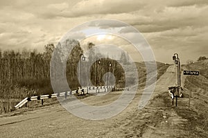 Unusual Siberian bridge surrounded by nature photo