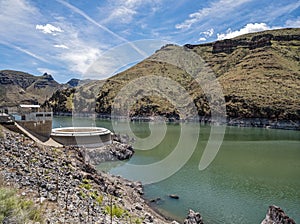 The unusual spillway at the Owyhee Dam in Oregon, USA