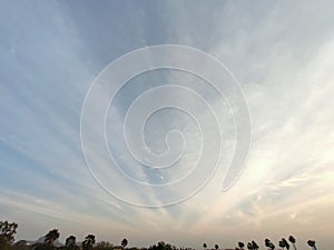 Unusual strikes shaped clouds and blue sky