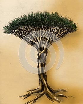 Unusual tree - pencil drawing