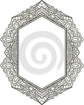 Unusual vertical hexagon rich decorated floral decorative frame