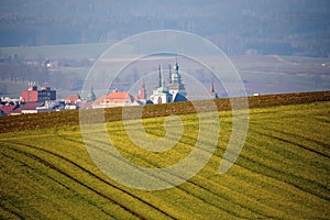 Unusual view of the city of Jihlava, Czech