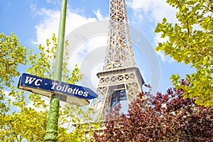 Unusual view of Eiffel Tower