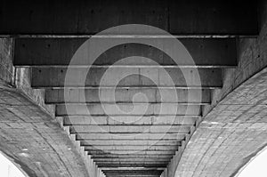 An unusual view of the under side of Waterloo Bridge.