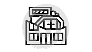 unusually shaped houses architecture line icon animation