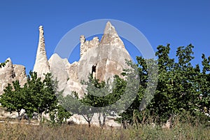 Unusually shaped volcanic rocks in the Pink Valley