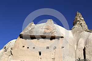 Unusually shaped volcanic rocks in the Pink Valley near the village of Goreme