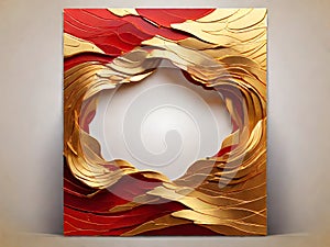 Timeless Opulence: Red & Gold Abstract Duo - Front and Back