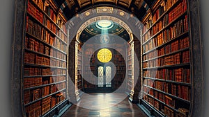 Unveiling the Akashic Records A Cosmic Library of Universal Knowledge a Glowing Digital Art Illustration of Vast Wisdom photo