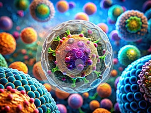 Unveiling the Intricate Architecture of a Cell Nucleus A Detailed Microscopy Study of Chromatin Structure photo