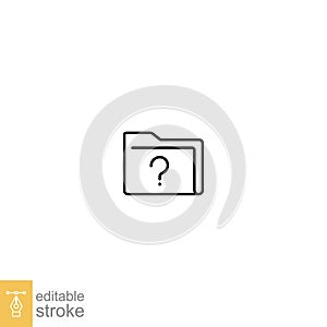 Unverify document folder line icon. FAQ folder with question mark